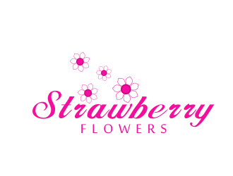 林思源的中文：草莓花朵；英文：Strawberry flowerslogo設(shè)計(jì)