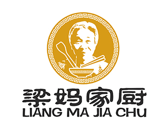 潘樂的梁媽家廚餐飲連鎖商標logo設(shè)計