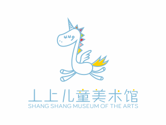 何嘉健的線條行動物品牌logo－丄上兒童美術(shù)館logo設(shè)計