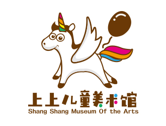 向正軍的線條行動物品牌logo－丄上兒童美術(shù)館logo設(shè)計